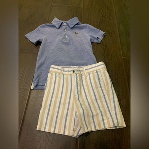 Janie & Jack STRIPED OXFORD SHORT + THE SLUB POLO